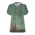 thumbnail image 5 of Tops for Women Clearance under $5 Plus-Size Short Sleeved V-Neck Printing Base Shirt Green XXL, 5 of 5