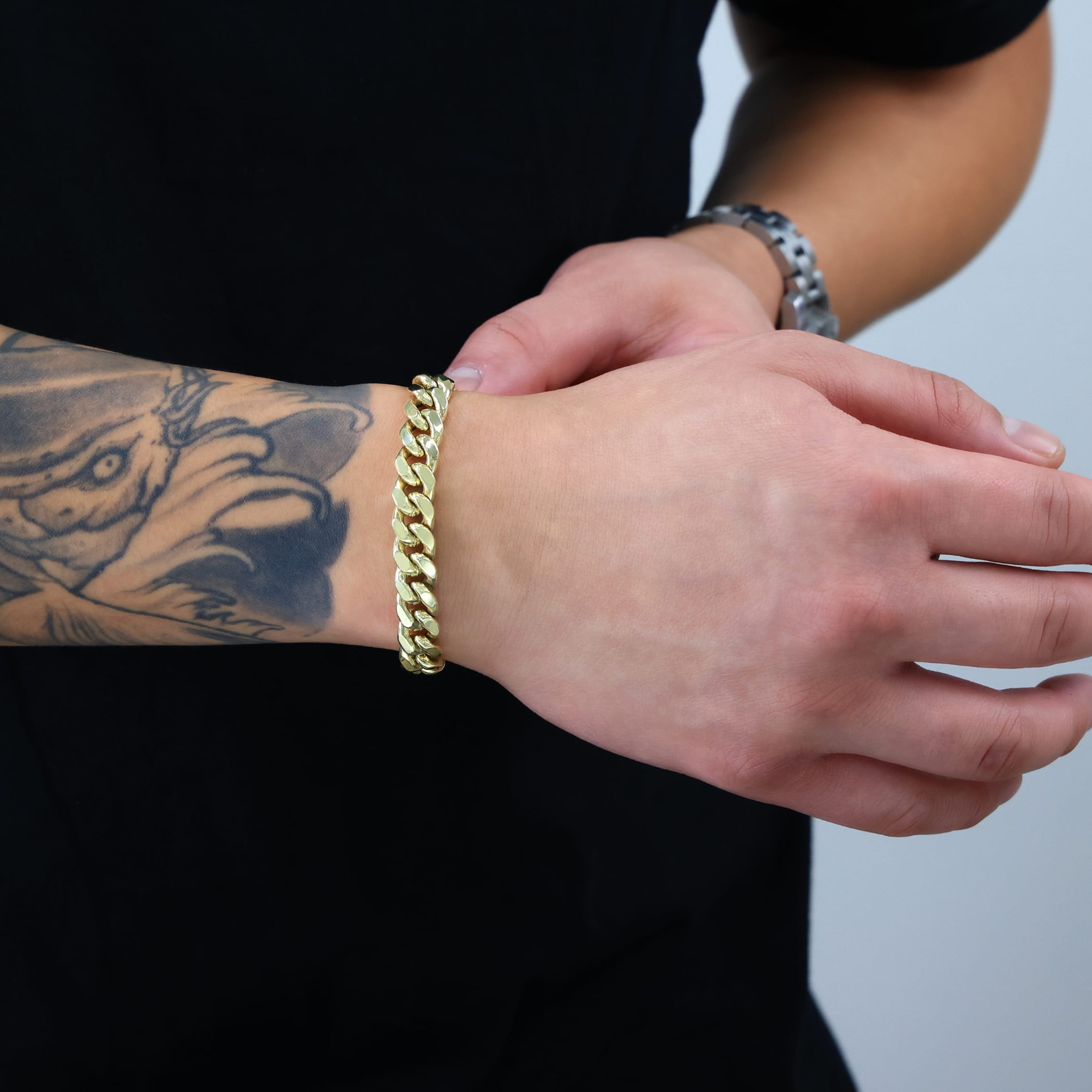 Nuragold 14k Real Yellow Gold Miami Cuban Link 9mm Chain Bracelet (7"-9") Italian Jewelry for Men