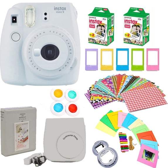 Fujifilm instax mini 9 Smokey White Instant Film Camera +40 Prints Deluxe Kit