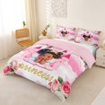 thumbnail image 3 of Castle Fairy Cute Black Princess Duvet Cover King,Castle Rose Print King Bedding,Pink White,1 Duvet Cover and 2 Pillowcases, 3 of 6