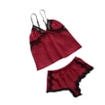 thumbnail image 2 of Qertyioot Ensembles de Pyjama pour Femmes 2 Pcs Mode Couleur Unie Satin Séduisant Rayé Maison Moins de 10$, 2 of 3