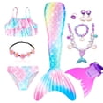 thumbnail image 3 of Fantasía niños colas de sirena para nadar para niñas disfraces de Halloween Cosplay La Sirenita traje de baño piscina, 3 of 3