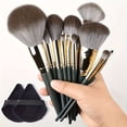 thumbnail image 2 of LNGOOR 14Pcs Pro Makeup Brush Set - Soft Nylon Bristle  Resin Rod  Palm Brush Design for Flawless Foundation  Eye Shadow  Brow Application - Gentle on All Skin Types  Alcohol-Free, 2 of 7