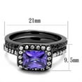 thumbnail image 2 of IP Light Black (IP Gun) Stainless Steel Ring with AAA Grade CZ in Tanzanite for Women Tanzanite Stone Color Style TK2778 Size 5, 2 of 4