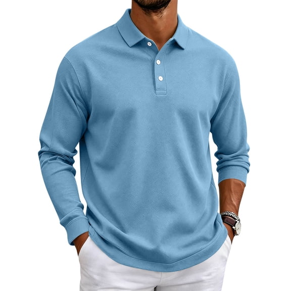 Oazcsf Golf Polos for Men Casual Long Sleeve Button Down Polo Shirt Moisture Wicking Business T-Shirts Collared Classic Golf Shirts