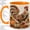 Orange, variant on Rooster Patchwork 11oz Accent Mug, Ceramic Drinkware for Farmhouse Kitchen Glossy ceramic mug with double-sided autumn rooster patchwork artwork for daily coffee or tea