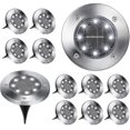 thumbnail image 1 of Luces de suelo, paquete de 12 luces solares empotradas de 8 LED, impermeables, blanco frío (hy), 1 of 5