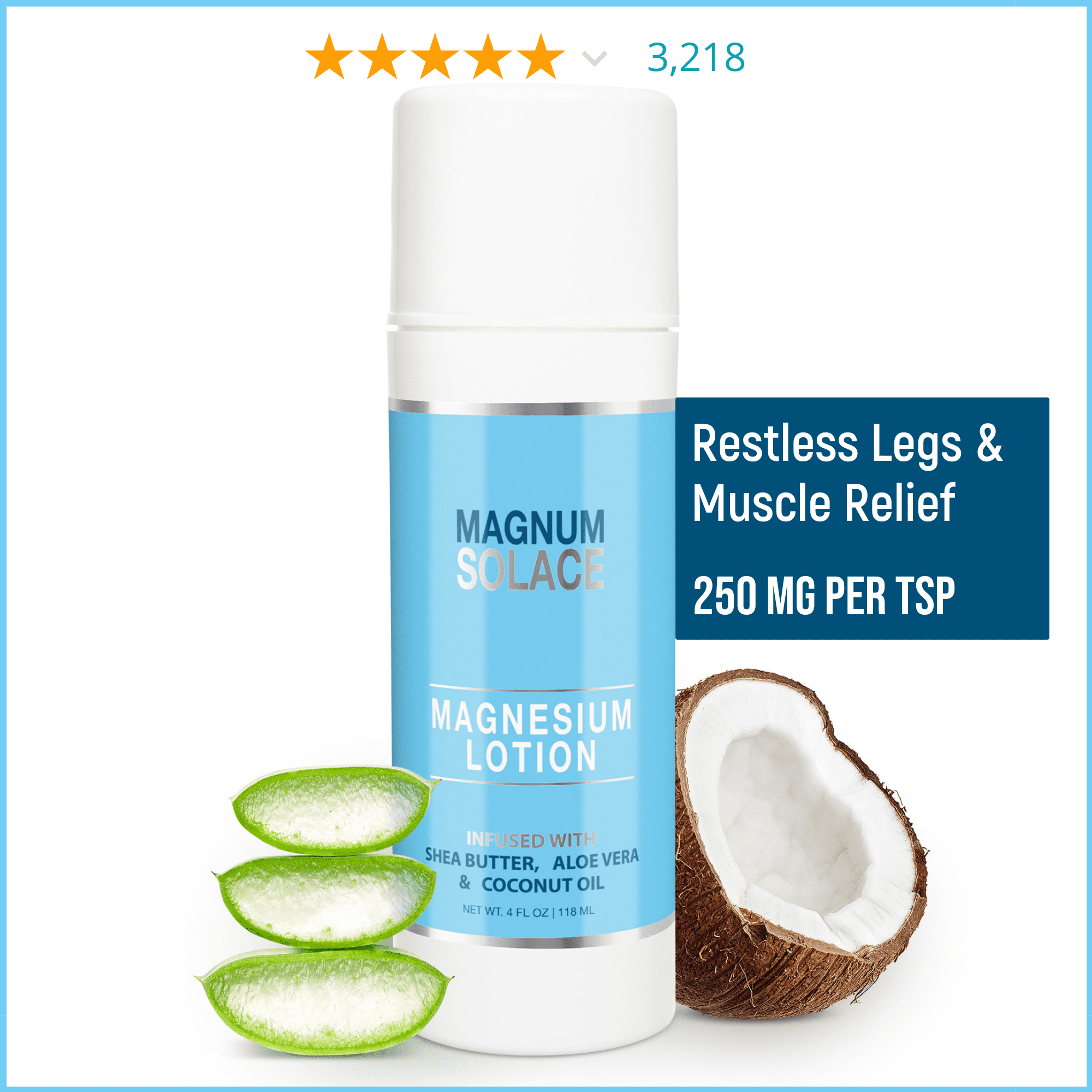 Magnesium Lotion with Aloe Vera, Shea Butter, Coconut Oil & Magnesium