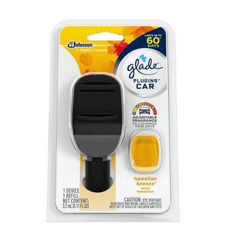 Glade Car Air Freshener Starter Kit 1 Count, Hawaiian Breeze, 0.11 fl oz Total