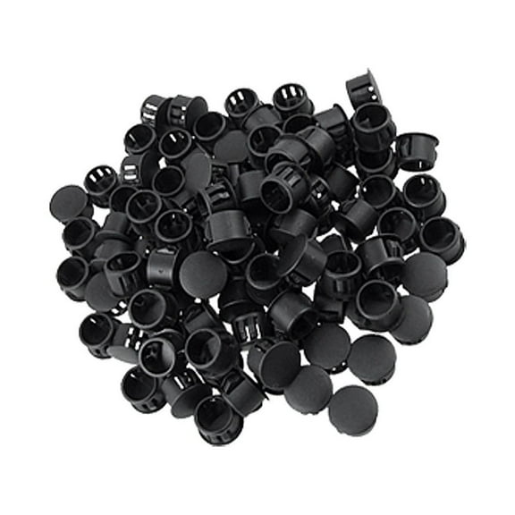100 Pieces Black Plastic Locking Hole Plugs 1/2 Inch