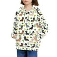 thumbnail image 3 of Xoenoiee Pullover Hoodies Hooded Sweater Kids Hoodies Long Sleeve Top with Kangaroo Pocket for Boys Girls Workout Travel, Cactus Plants Dachshund Pattern, L, 3 of 7
