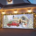 thumbnail image 3 of Fsddascl 7 x 16 Ft Christmas Garage Door Cover, Farmhouse Christmas Large Garage Door Banner, Xmas Snowman Tree Truck Snowflake Hanging Garage Mural Background for Indoor Outdoor Xmas Party Supplies, 3 of 9