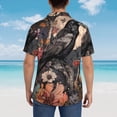 thumbnail image 6 of Goofa Moonlit Crow Blossoms Hawaiian Shirt for Men, Unisex Summer Beach Casual Short Sleeve Button Down Shirts,Aloha Tropical Floral print shirt-, 6 of 9