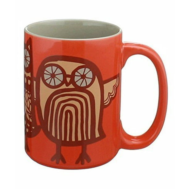 Kitsch'n Glam Orange Owl Coffee/tea Mug, 4.5" Tall X 3.5" Diameter