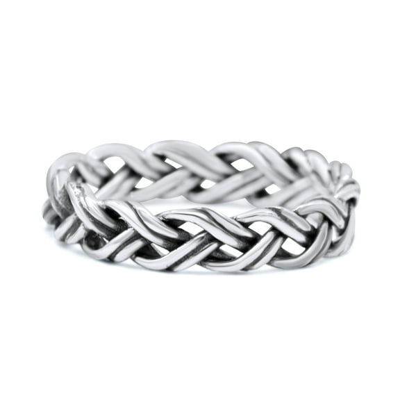 Attractive Braided Hand-Woven Celtic Knot Twisted Ring Band 925 Sterling Silver Size 4