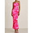 thumbnail image 4 of Vestido largo PRETTYGARDEN para mujer, ajustado sin tirantes, rosa con estampado floral, 4 of 9