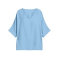 thumbnail image 7 of Perfectbot Women's Casual V Neck Blouse Batwing Short Sleeve Loose Fit Tunic Tops Summer Flowy Oversized Shirts, 7 of 7