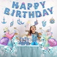 thumbnail image 2 of Juego de decoraciones para fiesta de cumpleaños de sirena, pancarta de feliz cumpleaños, suministros de decoración para fiestas, pancarta de cumpleaños de sirena, sombreros de cola de sirena, pancarta, 2 of 5