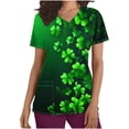 thumbnail image 2 of lcziwo St Patricks Day Scrub Tops for Women 2025 Fashion Shamrock Printed Irish Shirts V Neck Short Sleeve Medical Scrubs Nursing Uniform with Pockets Multicolor M Today's Lightning Sales, 2 of 6