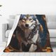 thumbnail image 1 of Fotbe Oil Painting Tribal Wolf Manta de Franela Acolchonada con Estampado, Súper Suave y Esponjosa, Extra Grande para Sofá, Cama, Uso Todo el Año-60"x50", 1 of 7