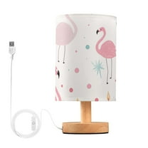 Flamingos Bedside Table Lamp LED Warm Lights with USB Charging Port Retro Cylinder Desk Lamps