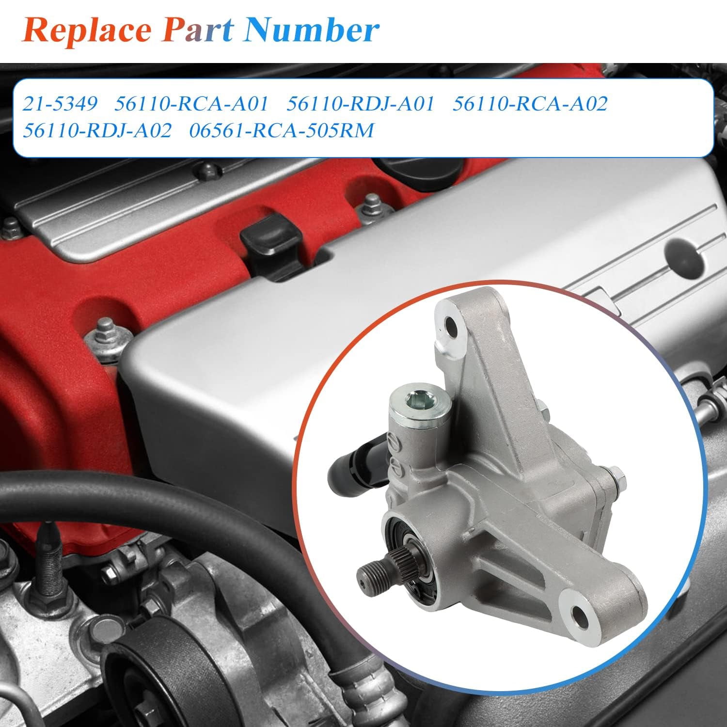 PANGOLIN Power Steering Pump Compatible with 2003-2007 Honda Accord 3.0L Power Assist Pump Replacement Part OE 21-5349, 56110-RCA-A01, 56110-RCA-A02, 56110-RDJ-A02