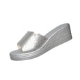 thumbnail image 6 of Xucatan Women's Floral Embroidered Detail Wedge Mules, Round Toe Open Toe Platform Slippers with Padded Insole, Chunky Heel Casual Summer Sandals, Versatile Solid Color Design for Beach Outdoor Gift, 6 of 8