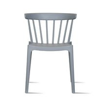 Modern Dining Elbow Side Chair Molded Plastic Indoor and Outdoor Stackable Slat Back Patio Chair, Gray, Set of 1, 1 piece