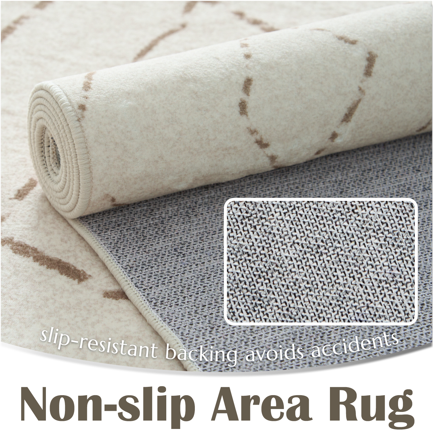 RUGKING 6x9 Area Rug Living Room Bedroom Washable Rug Boho Carpet Non Slip Taupe Mat for Dinning Room