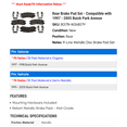 thumbnail image 2 of Rear Brake Pad Set - Compatible with 1997 - 2005 Buick Park Avenue 1998 1999 2000 2001 2002 2003 2004, 2 of 2