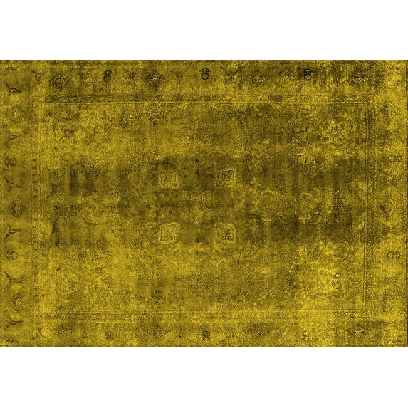 Ahgly Company Indoor Rectangle Oriental Yellow Industrial Area Rugs, 7' x 9'
