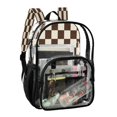 thumbnail image 2 of PVC Transparent Backpacks Clear Backpack for Travel and Outings Brown and Cream Checkered, 2 of 7