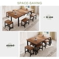 thumbnail image 6 of iPormis Dining Table Set, 7-Piece Extendable Table from 63" Large Extendable Kitchen Table Set for 4-8 People, Mid-Century Dining Room Table with 6 Square Stools,Walnut, 6 of 7
