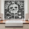 thumbnail image 2 of Ambesonne Rock and Roll Kitchen Curtains, Gothic Ornate Skull, 55"x39", Charcoal Grey and White, 2 of 3