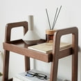 thumbnail image 3 of Ladder Bookshelf, Solid Oak Wood Standing Shelf 3-Tiers Ladder Bookshelf with Open Storage Floor Bookcase, Side Table for Bathroom, Living Room, Bedroom, Hallway, Patio, Kitchen, Walnut, 3 of 7