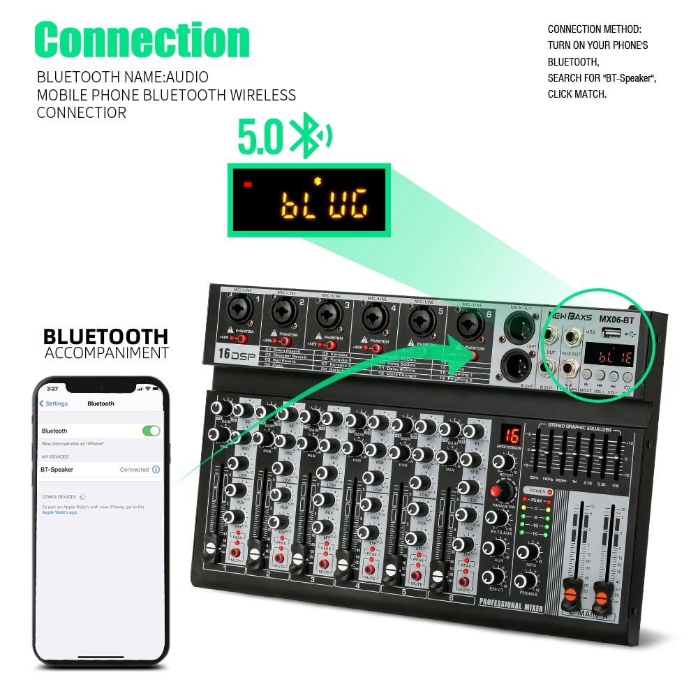 2Pcs Professional 4-6-Channel Mixer with USB MP3 Player Mixing Console Of DJ Console Mixer