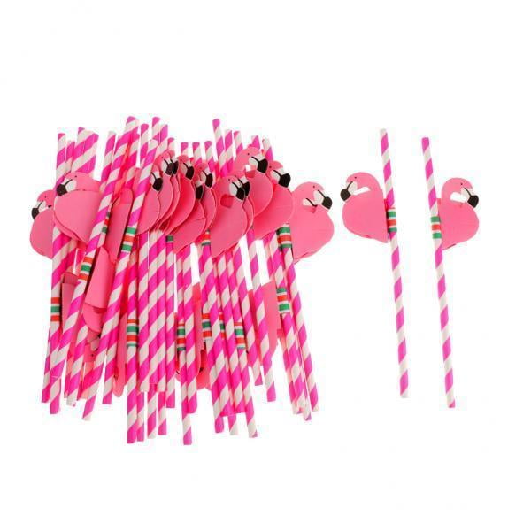 5x25pcs Pajitas A Rayas Flamenco Luau Tropical Beach Party Barware Favor Pink 5 piezas Sunnimix pajitas de papel