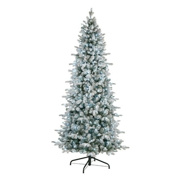 National Tree Company Pre-lit Feel Real® Artificial Christmas Tree, Blue, Snowy Comet Slim, 400 Cool White LED Lights, PowerConnect System, Includes Stand, 6 Feet