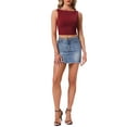 thumbnail image 2 of INSPIRE CHIC Women's Crop Top Metallic Threads Solid Color Boat Neck Sleeveless Top L Wine Red, 2 of 6