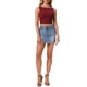 thumbnail image 2 of INSPIRAR CHIC Top Corto de Mujer con Hilos Metálicos de Color Sólido Cuello Barco Sin Mangas Talla M Rojo Vino, 2 of 6