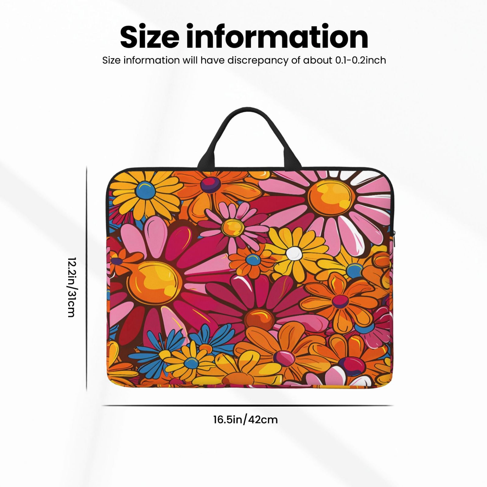 Laptop Sleeve Bag For Women Men 14inch Waterproof Durable Protective Computer Carrying Cover Handle Laptop Case Bag Colorful Floral Pattern Groovy Flowers (3)