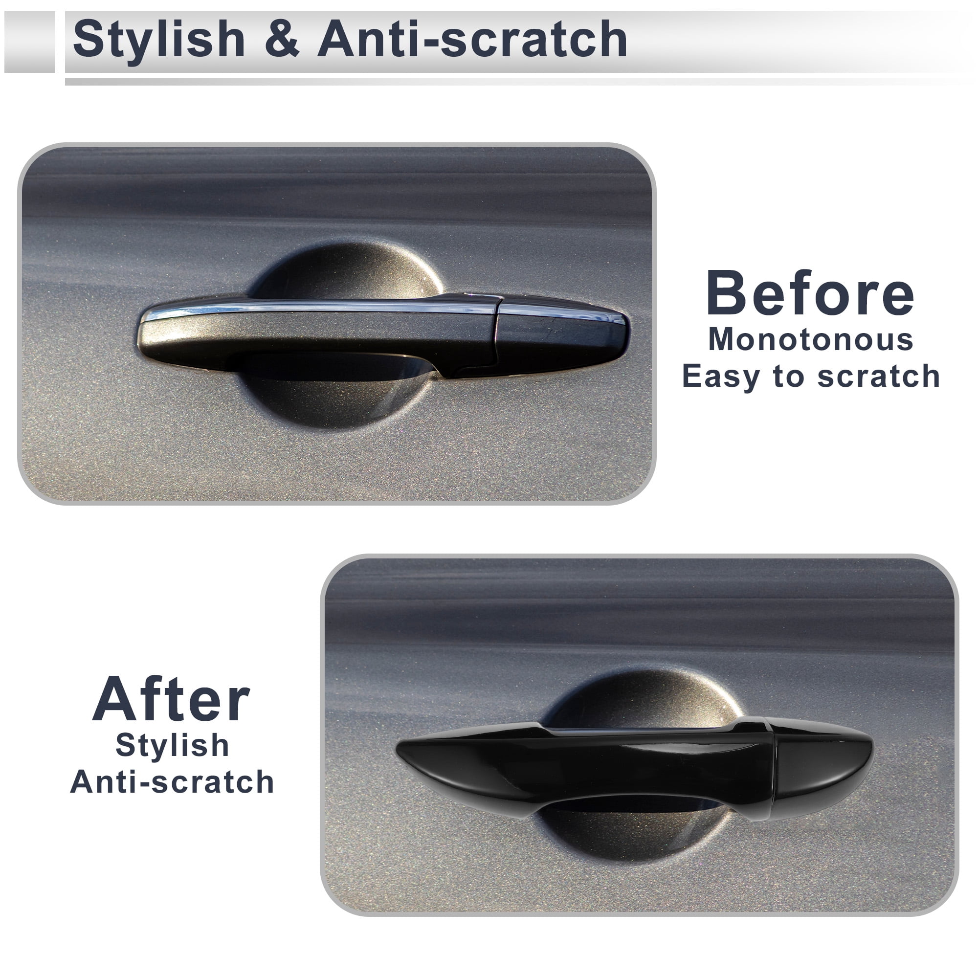 Unique Bargains Door Handle Cover Trim Black for Toyota Corolla 2014-2018