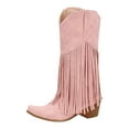 thumbnail image 4 of Rokment Womens Winter Fall Long Fringe Wide Mid Calf Western Cowboy Boots Bohemian Tassel Knee High Western Cowgirl Boots, 4 of 5