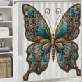 thumbnail image 6 of Awypu Luxury Style Butterfly Digital Print with Leaf Pattern Waterproof Shower Curtain for Bathroom Decoration White, 6 of 7