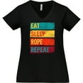thumbnail image 3 of Inktastic Team Roping Eat Sleep Rope Repeat Women's Plus Size V-Neck T-Shirt, 3 of 5