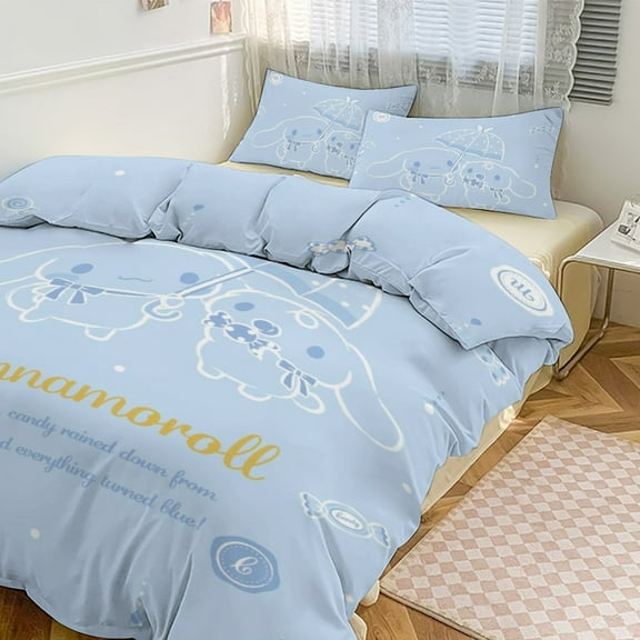Big-Eared Dog Bedding Set Anime Three-piece for Boys Girls Teens