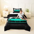 thumbnail image 2 of Castle Fairy Modern Sports Car Twin Comforter Sets 3-Piece for Teens, Garage Gate View Bedding Set for Bedroom, Teal Black,Black Reversible, 2 of 6