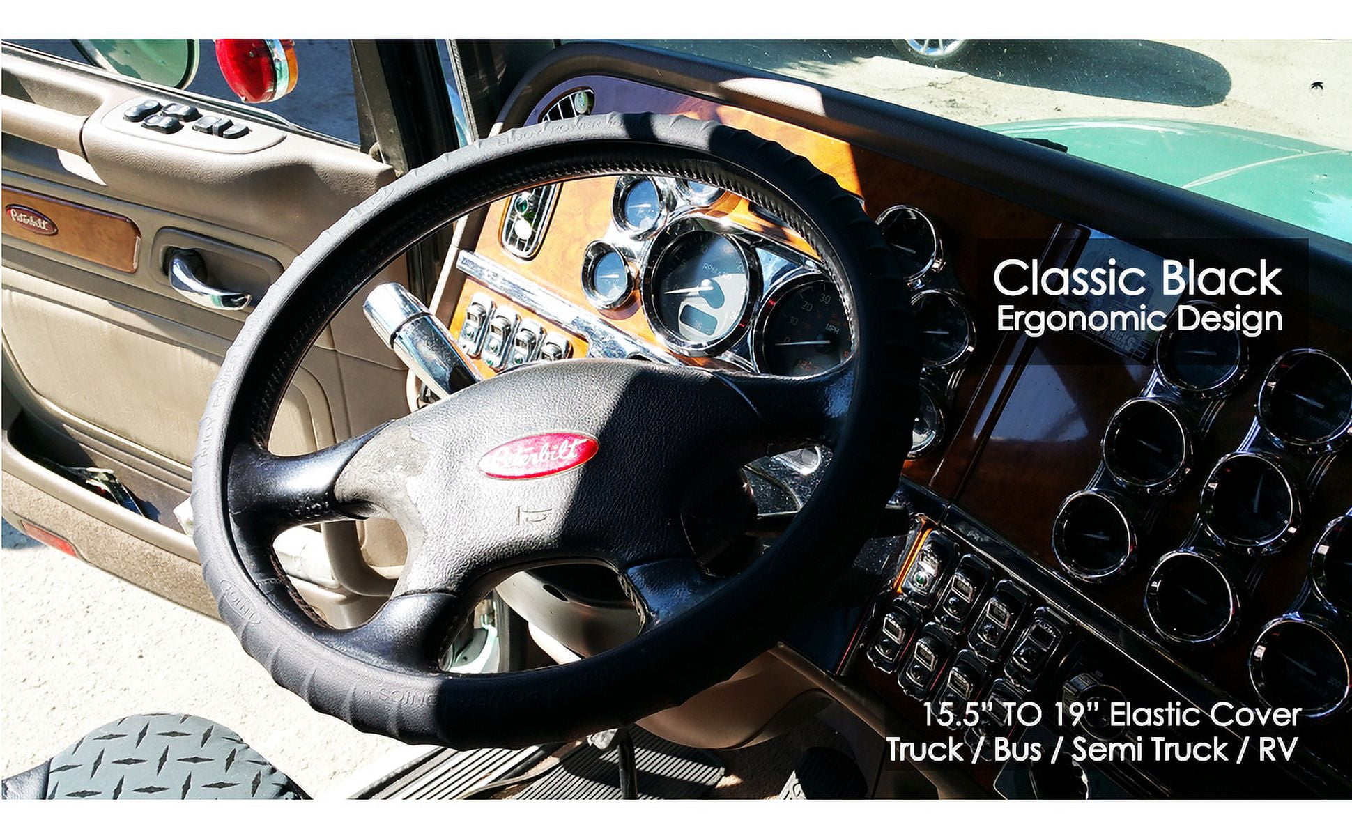 Silicone Semi-Truck Steering Wheel Cover Fits 16" 17" 18" 19" Truck Steering Maximum Grip, Black