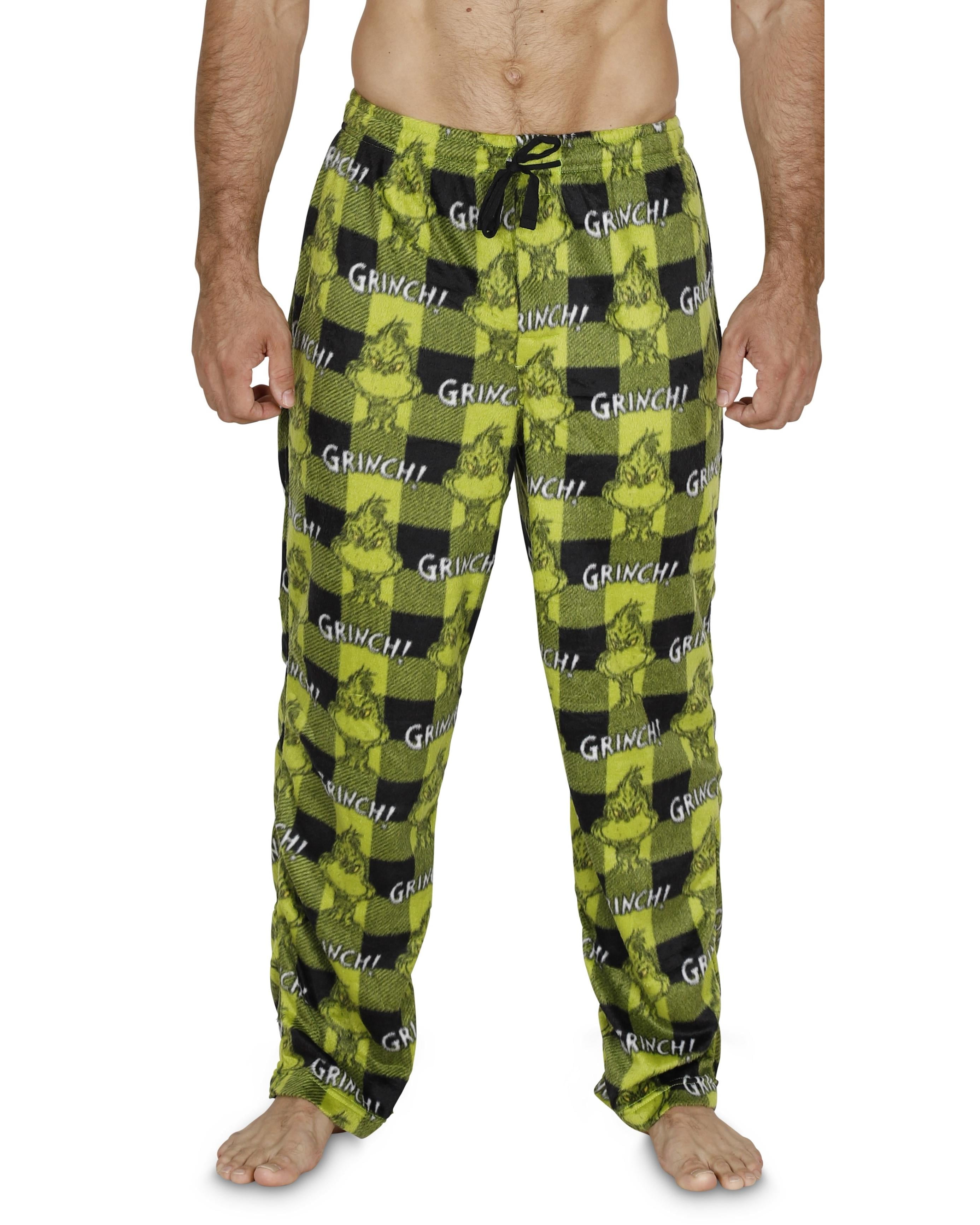 Dr. Seuss Grinch Men's Pajama Lounge Pants Buffalo Plaid Fleece ...