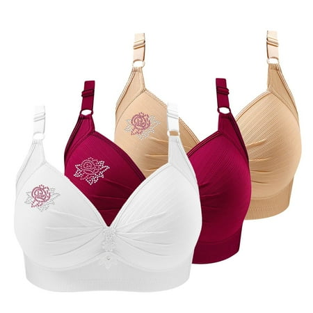 Baodmurt Push Up Bras for Women Lounge & Sleep Underwire Lingerie  Underwear  Beige+Wine+White 42BC